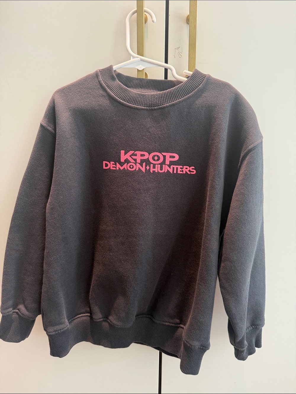 Zara KPOP Demon Hunters Girls Charcoal Crewneck Sweatshirt
